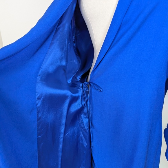 Zara Royal Blue Blazer Dress Wrap Front Mini Asymmetrical Long Sleeve Gathered - Picture 8 of 12